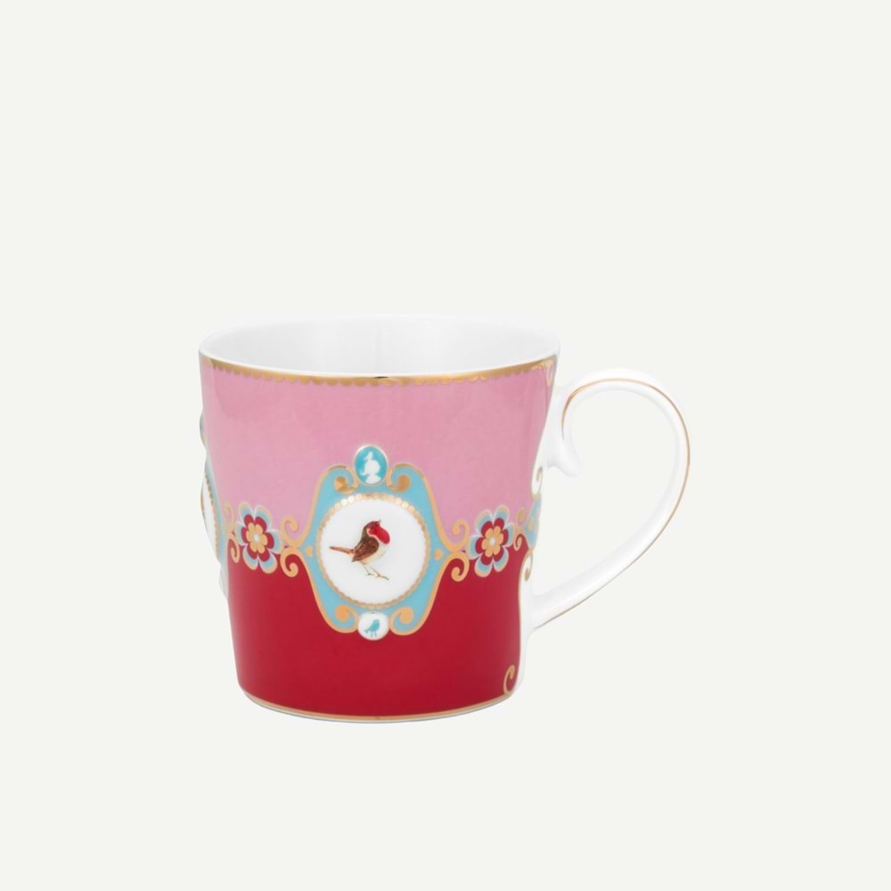 Love Birds Kırmızı Pembe Porselen Kupa 250 ml