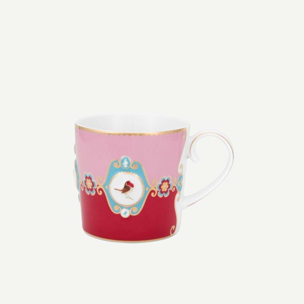 Love Birds Kırmızı Pembe Porselen Kupa 150 ml