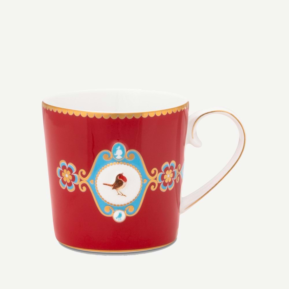 Love Birds Kırmızı Madalyon Desenli Mug 150 ml