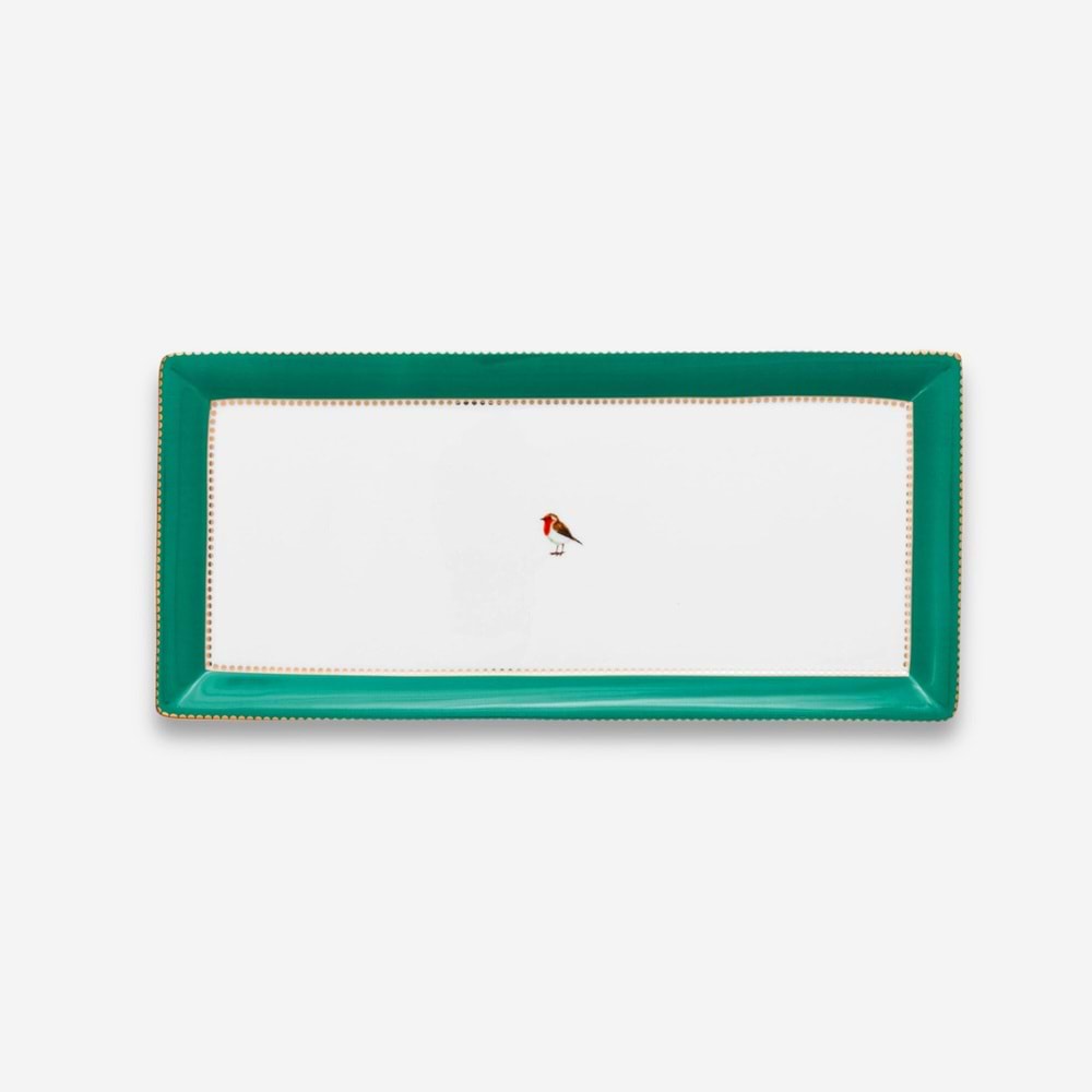 Love Birds Yeşil Servis Tabaği 33.3x15.5cm