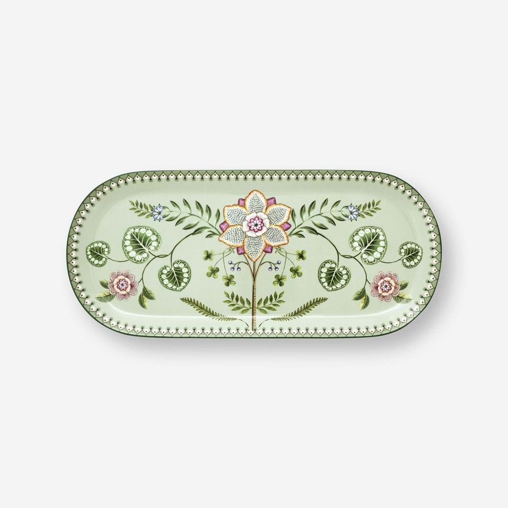 Lily & Lotus Yeşil Oval Kek Servis Tabağı 33 cm