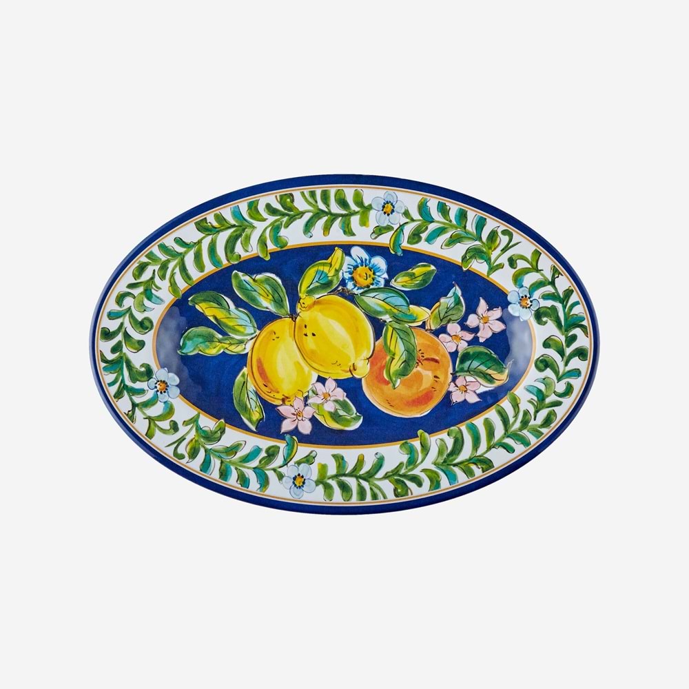 Limoncello Mavi / Beyaz Oval Servis Tabağı 30 cm