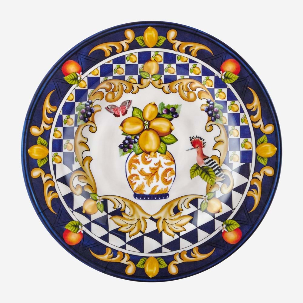 Capri Mavi Vazo Desenli Tabak 21,5cm