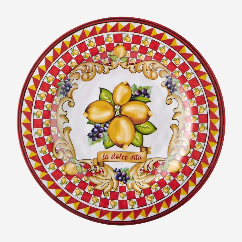 Capri Kırmızı Limon Buketi Tabak 21,5cm