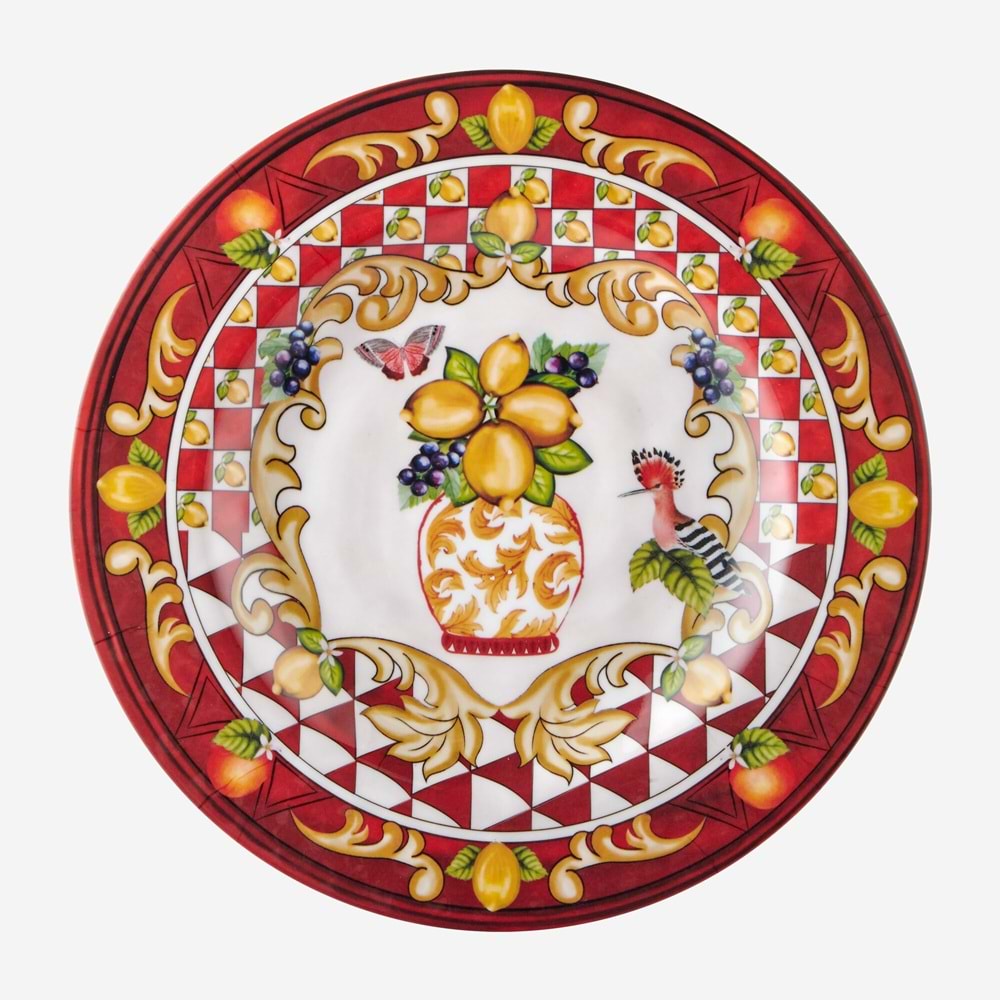 Capri Kırmızı Vazo Desenli Tabak 21,5cm