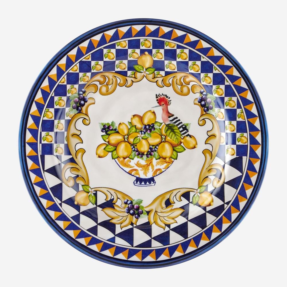 Capri Mavi Goblet Desenli Yemek Tabağı 28cm