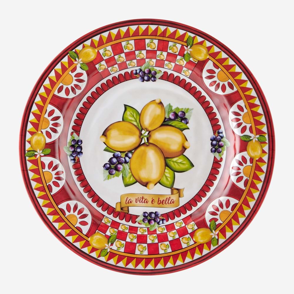 Capri Kırmızı Limon Buketi Tabak 28 cm