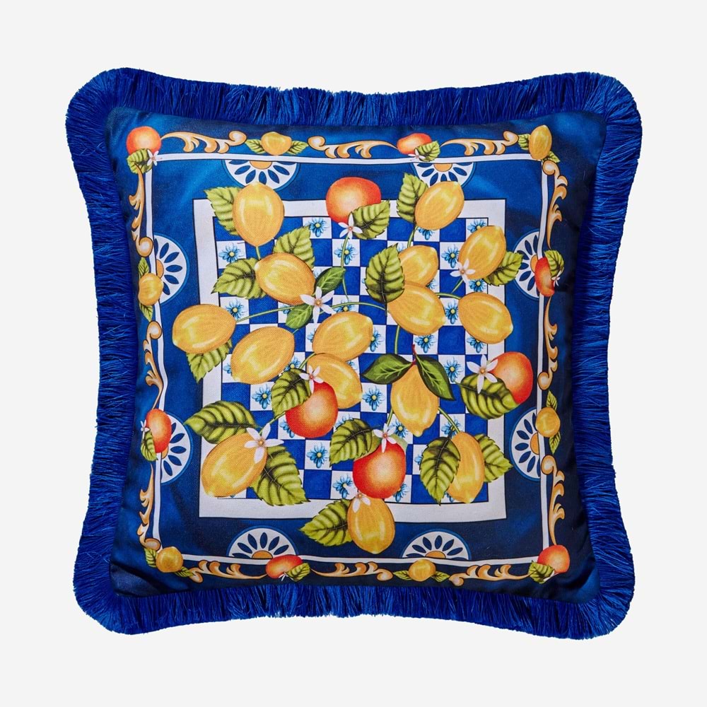 PORTOFINOLACİVERT LİMONLU BAHÇE YASTIK45*45 CM