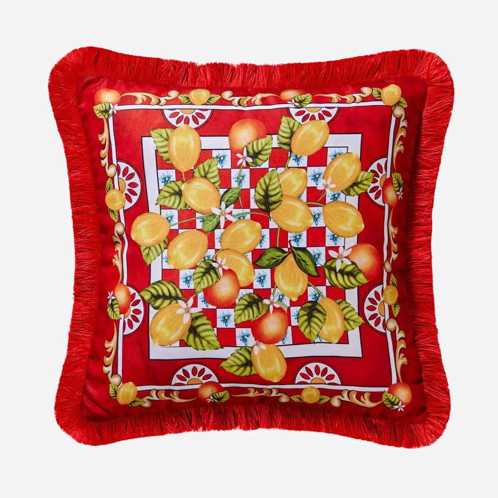 PORTOFINOKIRMIZI LİMONLU BAHÇE YASTIK45*45 CM