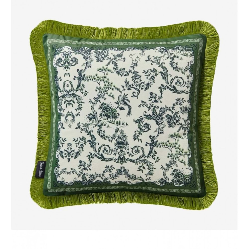ÇİÇEK BAHÇESİ YEŞİL DESENLİ YASTIK 45*45 CM